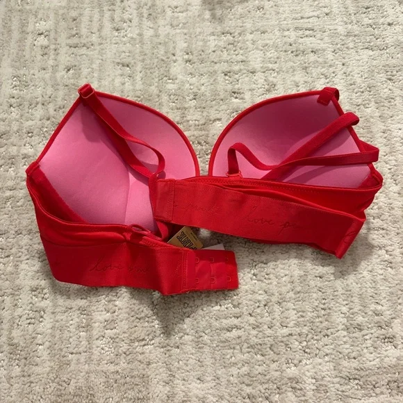 Victoria’s Secret PINK wear everywhere super pushup bright red bra 36A BNWT - Picture 5 of 5